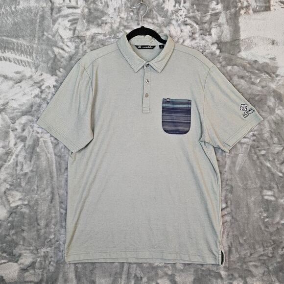 Travis Mathew Shirt Mens Large Grey Polo Striped Casual Workwear Golf - Picture 1 of 9